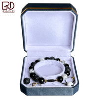 Boîte à bijoux octogonale en cuir PU de haute qualité ROGOOD OEM ODM, boîte d'emballage pour bracelet avec cadre doré, accepte la personnalisation P1734