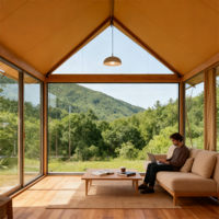 Tente de glamping personnalisée MeiSu ZP030 pour l'extérieur, quatre saisons, structure en acier, chambre double, tente de désert pour hôtel, tissu PVDF, résistance au vent 100 km/h
