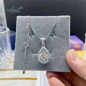 银色925原装5克拉明亮切割钻石测试过去D色碳硅石水滴吊坠项链2色白色绿色 - Product Image 2