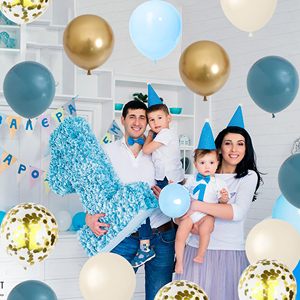 Globos Azul Polvoriento, 60 Piezas, Metálicos, Cromados, Dorados, Azul Macarrón, Azul Océano, Blanco Arena, para Graduación, Cumpleaños de Niños, Bodas, Regalos - Product Image 3