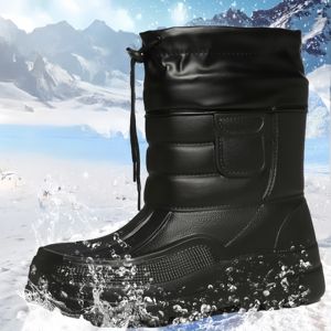 รองเท้าบูทหิมะหนาสำหรับฤดูหนาว, รองเท้าบูทกันน้ำสำหรับตกปลาสำหรับผู้ชายพร้อมขนกำมะหยี่และพื้นหนา, รองเท้าผ้าฝ้ายอุ่น - Product Image 5