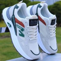 Nouvelles chaussures de papa respirantes en maille ajourée monocouche style été ; Baskets polyvalentes à lacets avec semelle extérieure en caoutchouc souple pour étudiants