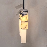 Lustres carrés en métal marbré personnalisables Hullxine, éclairage LED avec commande sans fil pour café, restaurant
