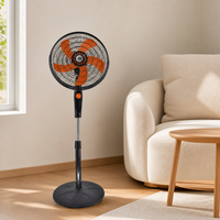Ventilateur sur pied électrique haut de gamme 16 pouces, aérodynamique, 5 pales en PP, grille en plastique ou en fer, hauteur réglable pour chambre et salle à manger