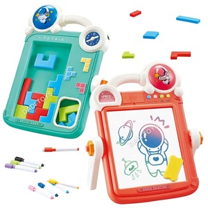 Juguetes Educativos <span class=keywords><strong>Montessori</strong></span> para el Aprendizaje Temprano de Niños, Bloques de Construcción DIY, Juguete Educativo de Doble Cara, Pizarra de Dibujo - Product Image 4
