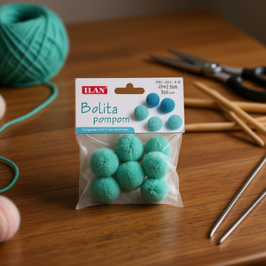 Ilan Bolita Pompom 2.5Cm Turquoise <b>Wool</b> <b>Craft</b> Decorations - Product Image 3