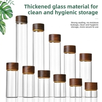 Tubes en verre borosilicate de haute qualité avec couvercle en bois naturel, hermétiques et résistants à l'humidité, capacité 0-100 ml pour le stockage du café, des épices et des aliments