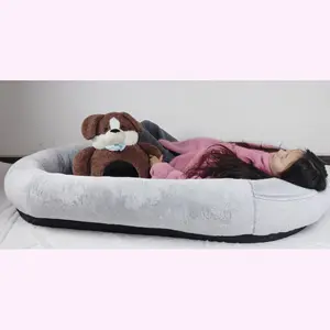 Wasbaar Extra Groot Traagschuim Human Size Hondenbed Antislip Afneembare 6xl Plufl Gigantische Hondenbed Voor Grote Honden Mens