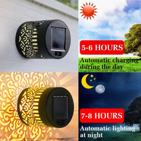 Lampes solaires murales RGB Mandala à changement de couleur, applique murale en métal, étanche, décorative pour jardin extérieur
