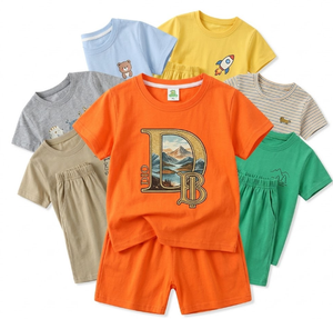 Ensembles de vêtements pour enfants en gros, directement de l'usine, motifs variés, manches courtes, sans manches, col rond, modèle unisexe TZ-036, sans marque - Product Image 1