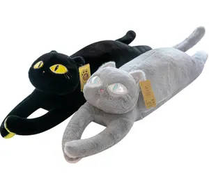 CE/ASTM OEM Wholesale Black Cat Cushion Plush Toys Customized Stuffed Room Sofa Decoration 2024 Trending Children Toys