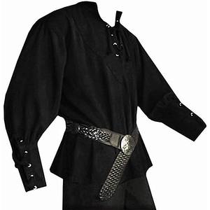 Baige Mens Medieval Lace up Costume Mercenary Scottish Wide Cuff Shirt Renaissance Viking Top - Product Image 6