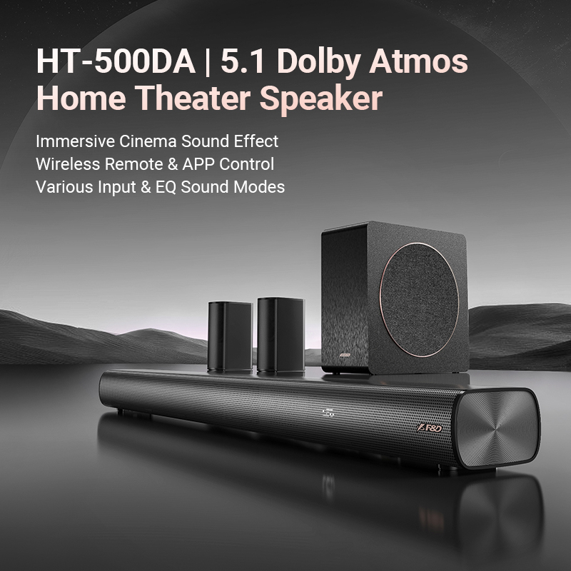 5.1.2CH Dolby Atmos Soundbar System – 195W Home Theater Audio with Wireless Subwoofer &amp; Rear Speakers