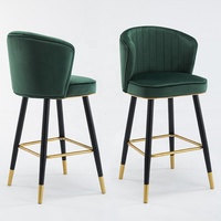 Tabouret de bar moderne en tissu avec dossier haut et structure métallique dorée – Offre spéciale