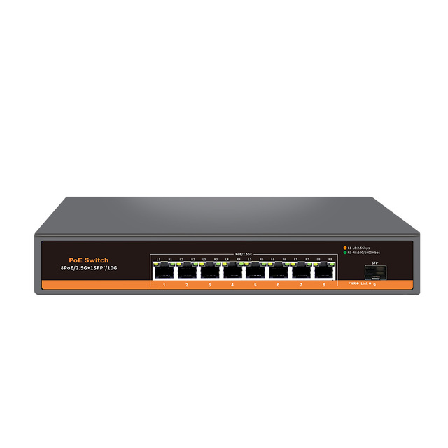 New Design 8 Port 2.5G PoE Switch 10G SFP+ Base-t Ports Network Switch for IP Cameras/wireless Access Points/VoIP Phones
