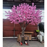 Arbre de cerisier japonais artificiel réaliste et écologique de 3 m (10 pieds) de haut, couleur rose foncé, en fibre de verre et tissu, pour usage intérieur