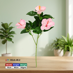 <b>Artificial</b> <b>Flower</b> Factory Hydrangea Plant with Light Pink <b>Flower</b> Plastic Tropical Handmade-AFF Stick-48.2 - Product Image 4