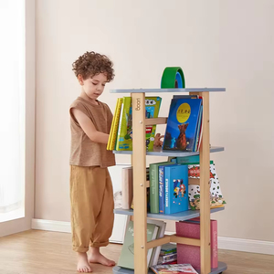 Phong Cách Hiện Đại Montessori Lưu Trữ Cuốn Sách Tổ Chức Giá Kết Hợp Trắng Thông Minh Bằng Gỗ Đứng Quay Vòng Giá Sách Cho Trẻ Em - Product Image 2