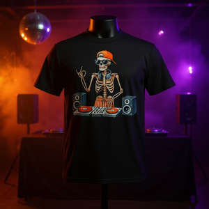 T-shirt pour garçons avec motif de disque vinyle et DJ squelette pour Halloween - Product Image 3