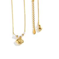 Collier de chaîne de clavicule d'été pour femmes à la mode Style océan perle de verre d'imitation en acier inoxydable avec or tropical pour cadeau