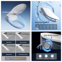 Siège de toilette intelligent avec bidet intégré, eau chaude, hygiène féminine, chauffant, fermeture douce, fixation murale, couvercle de remplacement pour salle de bain
