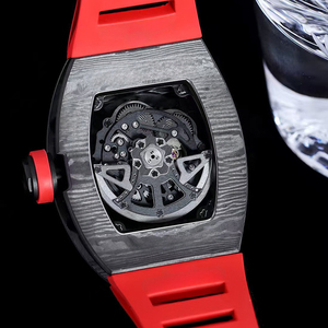 Nouvelle Arrivée 2026 Montre de Sport de Course Automatique Mécanique Squelette Forme Tonneau pour Homme avec Bracelet en Caoutchouc et Fibre de Carbone de Luxe - Product Image 4