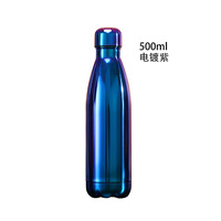 Bouteille isotherme de luxe en acier inoxydable plaqué or 2026, 500 ml, avec logo personnalisé, isolation thermique 12-24h, pour l'extérieur
