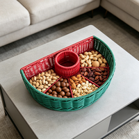 Panier à fruits en rotin de style bohème en forme de pastèque pour Pâques, assiette à collation tressée à la main pour table basse et salon