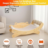 Lit griffoir pour chat en sisal avec hamac, poste à griffer en bois, lit de repos pour chat avec balles à griffer en sisal