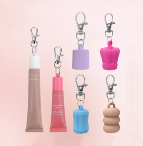 Tapa de Silicona Ecológica para Brillo Labial, Soporte para Bálsamo Labial con Llavero, Accesorio de Maquillaje Portátil Antipérdida para Bálsamo Labial - Product Image 1