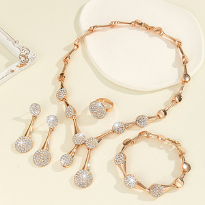 Parure de bijoux exquise en or et diamants, style européen et américain, très tendance, pour mariée et banquet féminin - Product Image 3