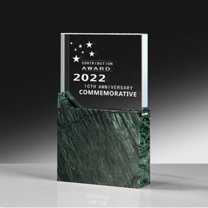 पेशेवर कस्टम लोगो संगमरमर आधार शील्ड क्रिस्टल ग्लास बाइबिल ट्रॉफी पट्टिका उत्कृष्ट सम्मान पुरस्कार - Product Image 2