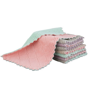 Double Sided Coral Fleece Dishcloth Microfiber Rectangle Kitchen Cleaning Cloth For Pots And Pans Random Color - Product Image 5