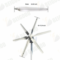 Générateur éolien horizontal en matériau premium 1000W 1KW 12V 24V 48V Triphasé AC 6 pales et contrôleur pour maison, ferme, bateau