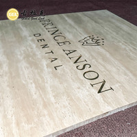 Panneau de salon de spa personnalisé, intérieur, extérieur, sol, réception, entreprise, bureau, incrustation en laiton doré, carreaux de marbre travertin