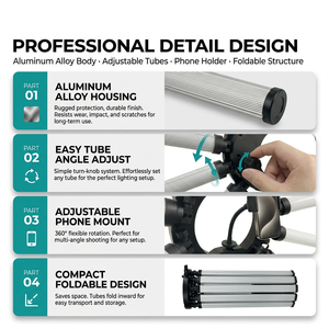 Kit d'éclairage photo multi-tubes à 12 bras, grand anneau lumineux LED 180W avec éclairage <span class=keywords><strong>de</strong></span> studio réglable 3200K 5600K - Product Image 6