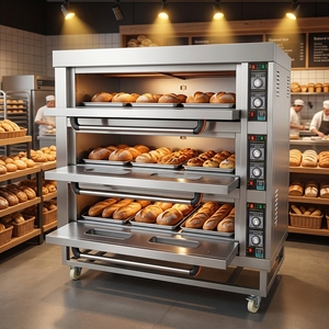 Endüstriyel 3 Katlı 9 Tepsili Fırın Ticari Ekmek Kek Elektrikli Fırın / Restoran Pişirme Ekipmanları için Büyük Gazlı Fırın - Product Image 1