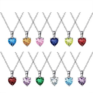 Precio barato al por mayor de alta calidad personalizado cumpleaños piedras corazón collar circón corazón colgante collar para mujer - Product Image 1