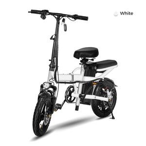 Bicicleta eléctrica plegable, batería de litio de 25 kg, frenos de disco delanteros y traseros, bicicleta de cercanías blanca - Product Image 1