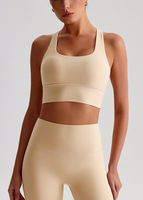 Vêtements de Pilates en gros pour femmes, haut de sport respirant brossé à dos croisé, soutien-gorge de sport rembourré avec coussinets amovibles
