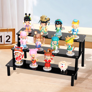 Elevadores de exhibición de acrílico negro multiusos de 3 niveles Soporte moderno para maquillaje de perfume Postres cosméticos Estante ecológico - Product Image 5