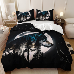 Mùa đông rừng Sói 3D in kỹ thuật số Polyester Duvet cover động vật thiết kế bộ đồ giường đặt - Product Image 6