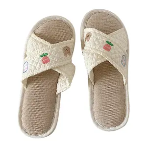 XIXITIAO Woman Shoes 2024 New Fashion 4 Seasons Cross Cotton Linen Slippers Women Open-toe Slides Cross Slippers For Women