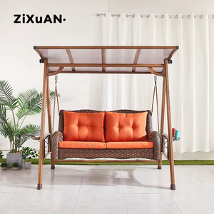 Sedia a dondolo da giardino in alluminio pressofuso di alta qualità, 3 posti, con tetto, per esterni, in metallo, in <span class=keywords><strong>ferro</strong></span> <span class=keywords><strong>battuto</strong></span>, per patio, con funzione letto, per pranzo all'aperto - Product Image 1