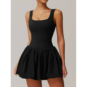 Falda acampanada de gasa rosa con dobladillo con volantes, cintura elástica y diseño en línea A para mujer, ropa casual de verano - Product Image 4