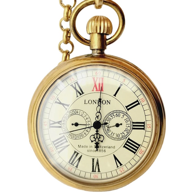 Antique Chain Mechanical Watches Hand Winding Brass Roman Mechanical Pocket Watches