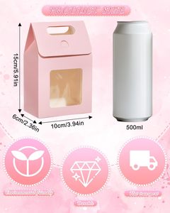 Sacs cadeaux en papier kraft MINI roses avec fenêtre transparente, petites boîtes cadeaux avec poignée, boîtes <span class=keywords><strong>à</strong></span> bonbons pour Purim, mariage - Product Image 3