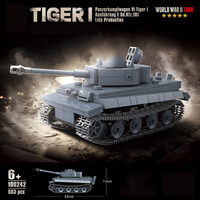 Ensemble de briques de construction militaires créatives avec figurines de soldats, modèle de char lourd allemand Tiger, 503 pièces