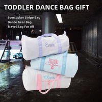Sac de voyage pliable promotionnel personnalisé pour enfants, motif rayé Seersucker, idéal pour la danse et les week-ends