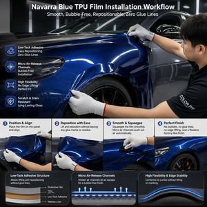 Película Protectora de Pintura (PPF) TPU Metálica Azul <span class=keywords><strong>Navarra</strong></span> 7.5mil de Alto Brillo, Autoregenerable, Antiarañazos, 1.52x15m, Venta al por Mayor - Product Image 6